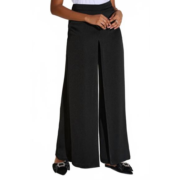 NEW JOSEPH RIBKOFF wide leg pant with front overlay in black